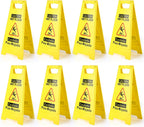 8-Pack Caution Wet Floor Sign,17.5" Height,Bright Yellow Double-Sided Folding A-Shaped Frame Design, Bilingual