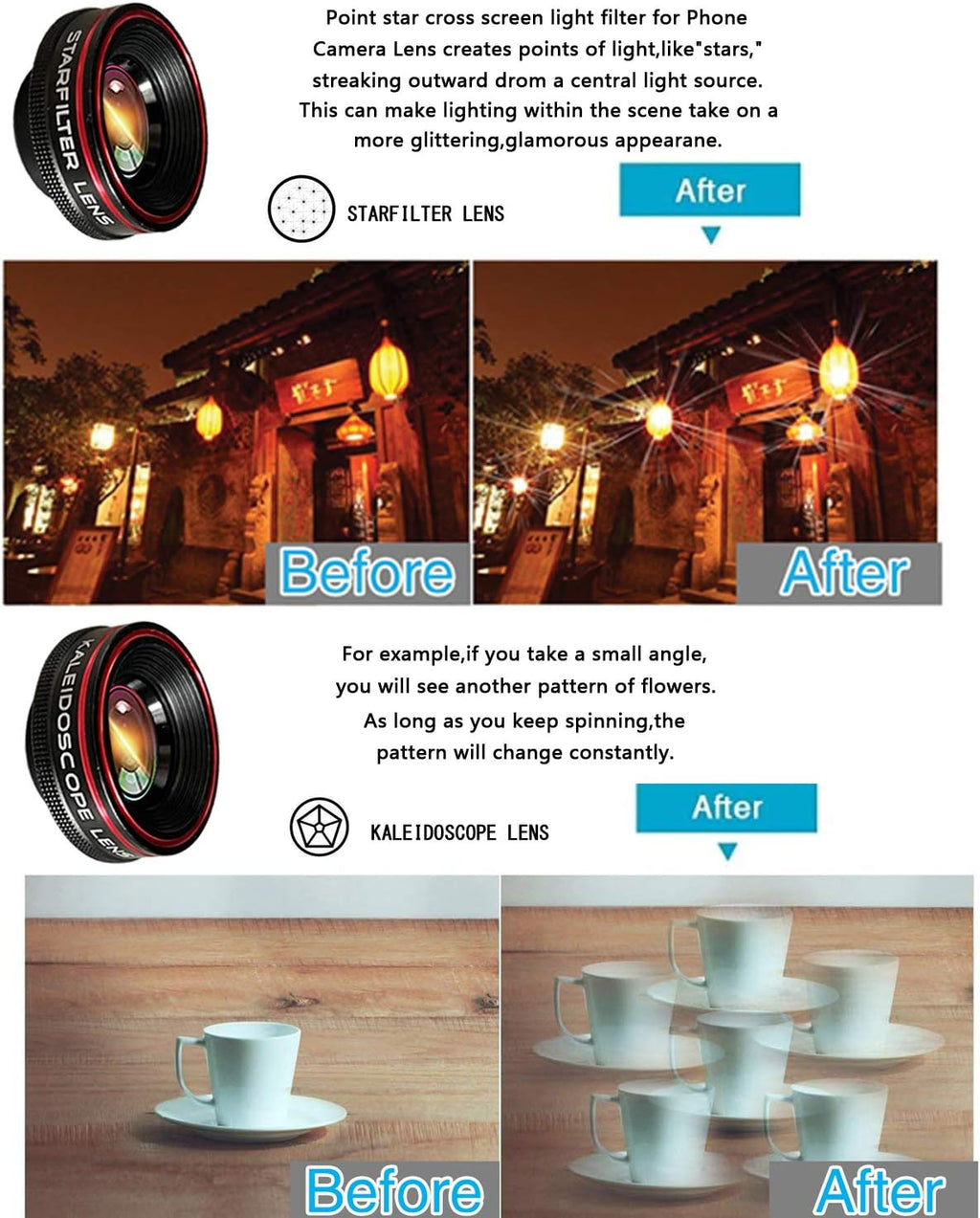 Phone Camera Lens Kit 10 in 1 for iPhone Samsung Pixel Android, 22X Telephoto Lens, 0.62X Super Wide Angle Lens&25X