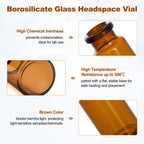 10ml Glass Vials, 100 Pcs Amber Lab Headspace Vial