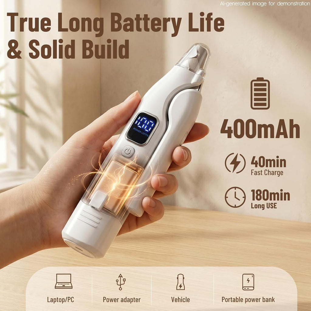 2-in-1 Dog Nail Clippers with LED Light, Rechargeable Pet Nail Grinder for Small Dogs & Cats, 4-Speed Quiet Painless