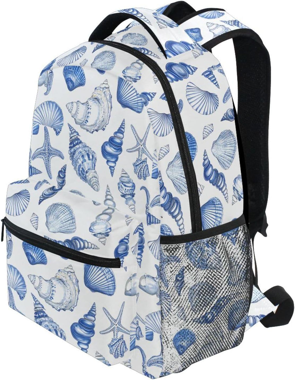 Navy Seashells Kids School Backpack for Boys Girls Teens Bookbag Travel Daypack Bag 16 inch