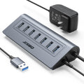 Powered USB Hub, JESWO 7-Port USB 3.0 Hub, Aluminum USB Data Hub with 3.3ft Cable, USB Hub 3.0 Powered with 5V/4A