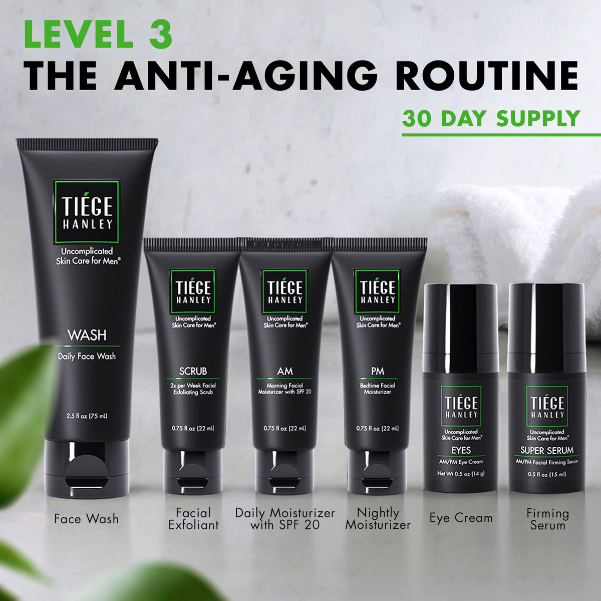 Anti-Aging Men's Skin Care Set, 30-Day, 6 Piece Kit