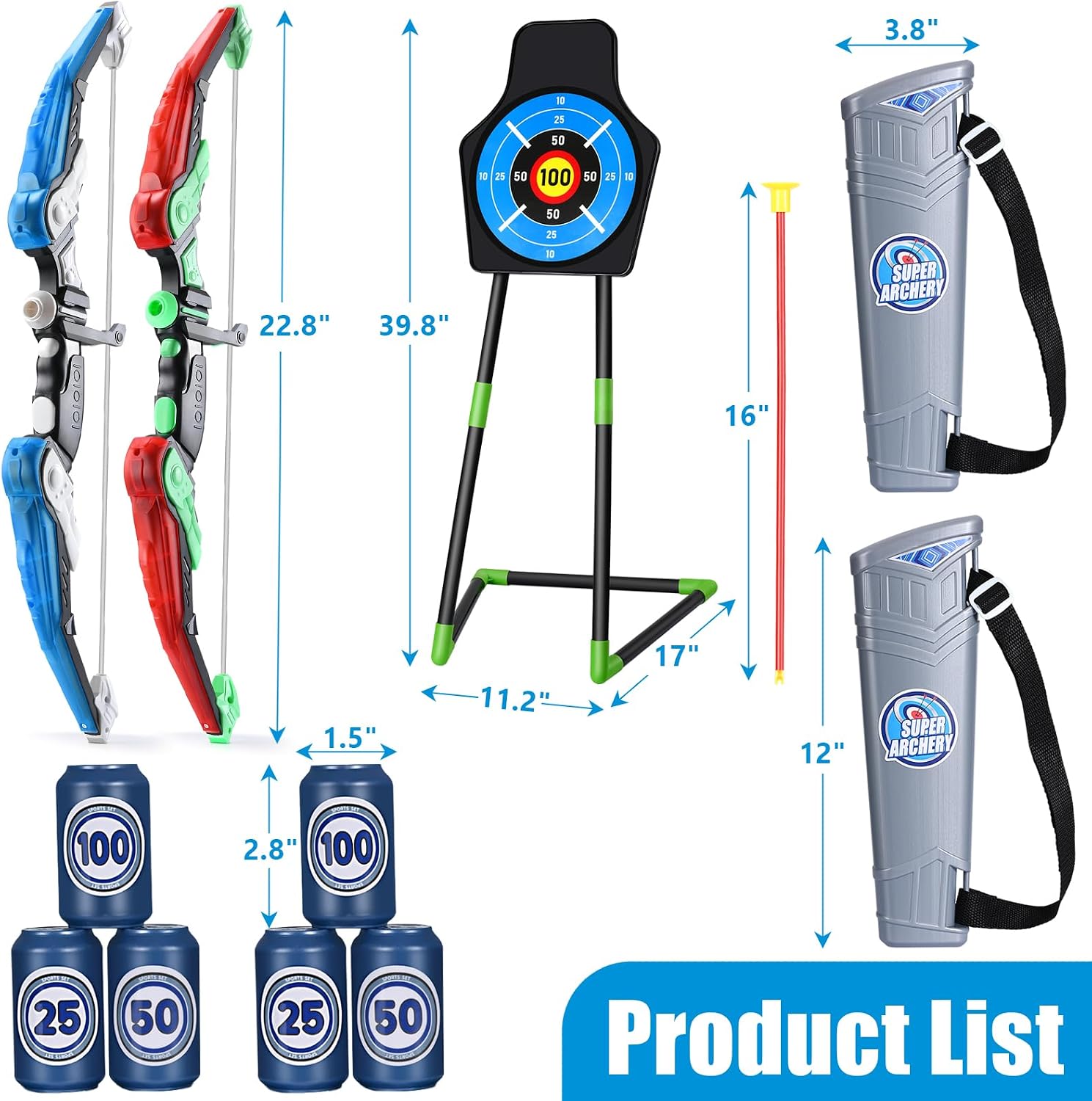 Bow and Arrow for Kids 4 5 6 7 8 with LED Lights-Indoor Outdoor Sport Gifts | Kids Bow and Arrow Set with 24 Suction