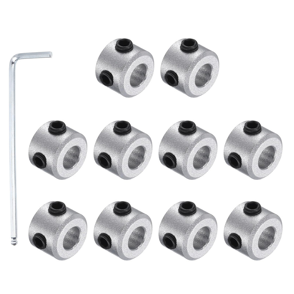 MECCANIXITY 10Pack Shaft Collar 5mm Bore 8mm Thick 11mm OD Silver