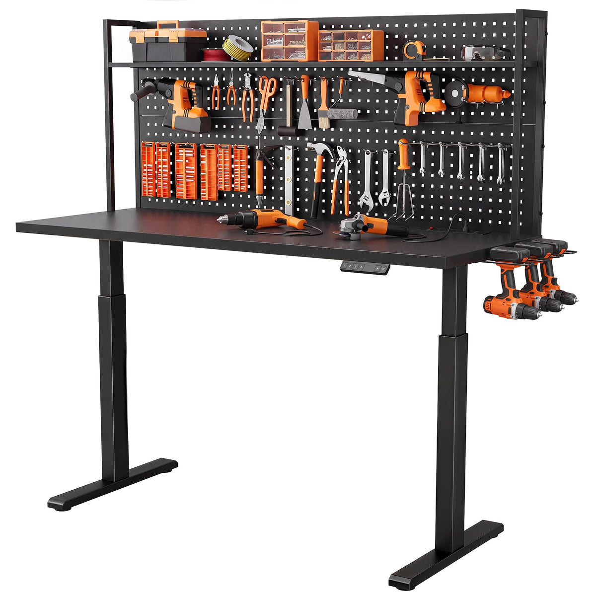 59"x24" Garage Work Bench Electric Height Adjustable with Pegboard
