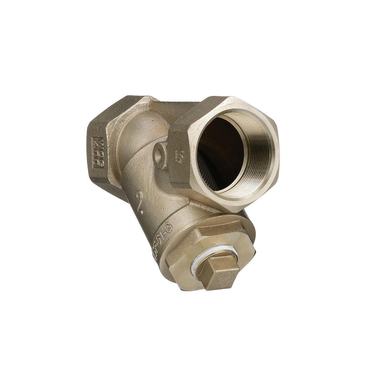 2 in Bronze Wye Pattern Strainer, Thread, 20 Mesh Screen, Tapped Retainer Cap, Closure Plug