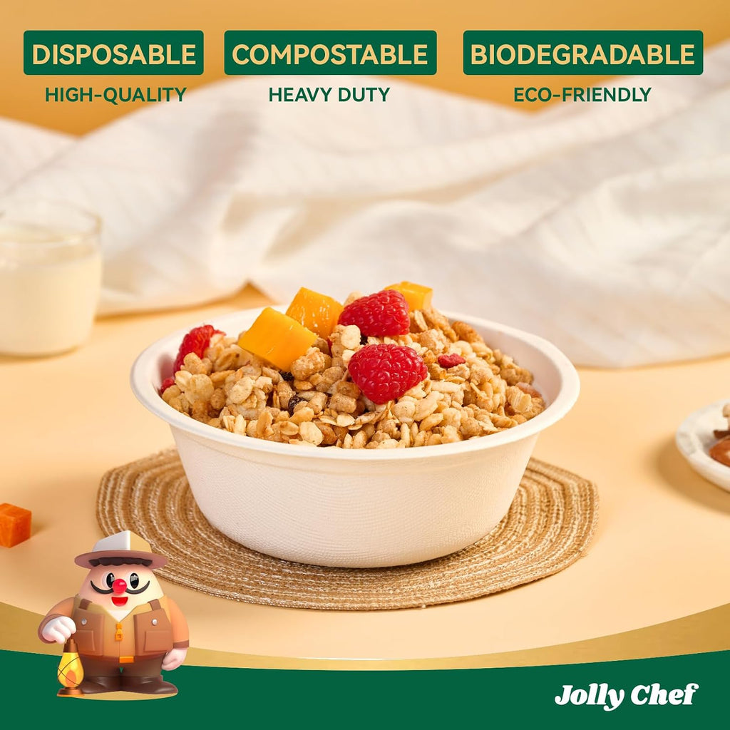 Compostable Disposable Paper Bowl 16 oz Heavy Duty Soup Containers 150 Pack