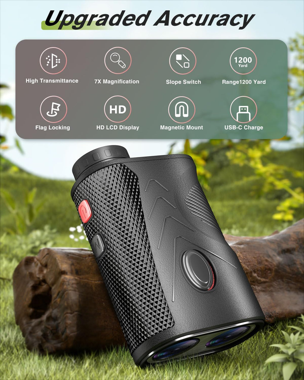 Golf Rangefinder with Slope, 1200 Yards Range Finder Golf, 7X Magnification Laser Rangefinder with Flag Pole Locking