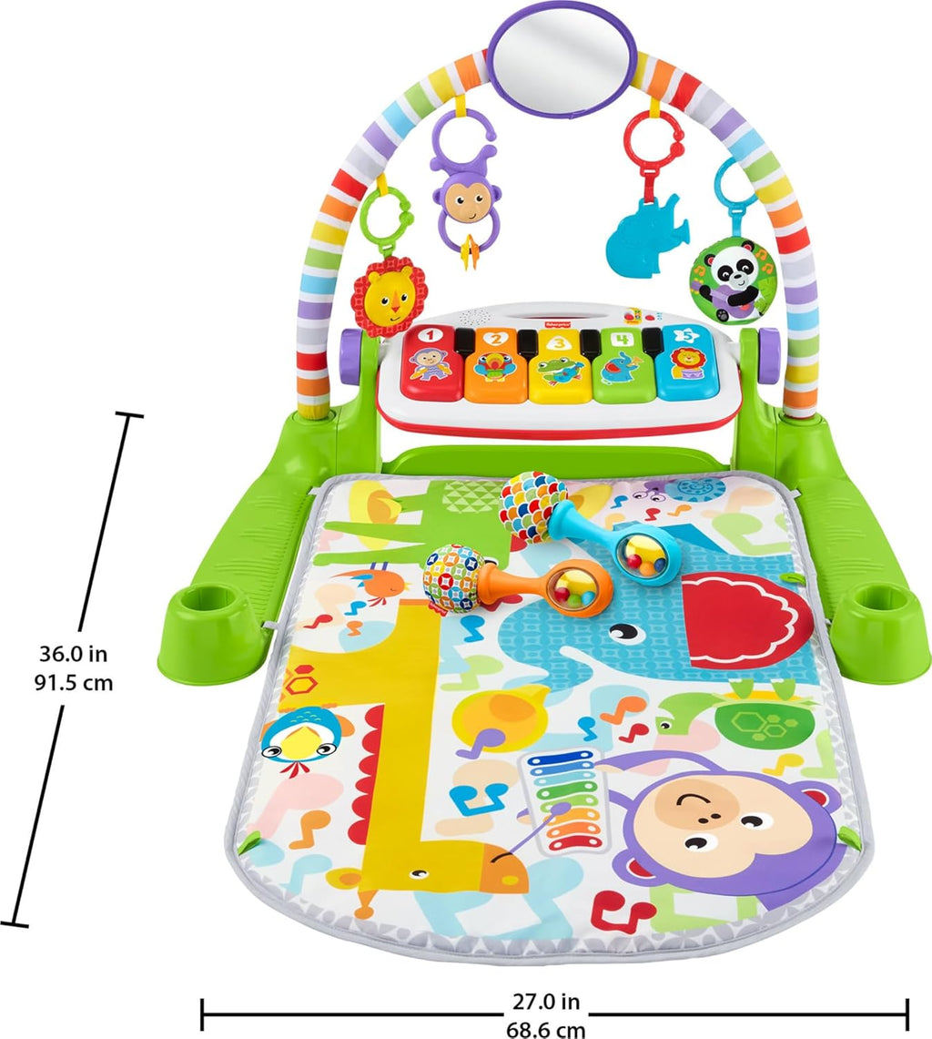 Fisher-Price Baby Playmat Deluxe Kick & Play Piano Gym for Learning & 2 Maracas Soft Rattles for Newborn to Toddler