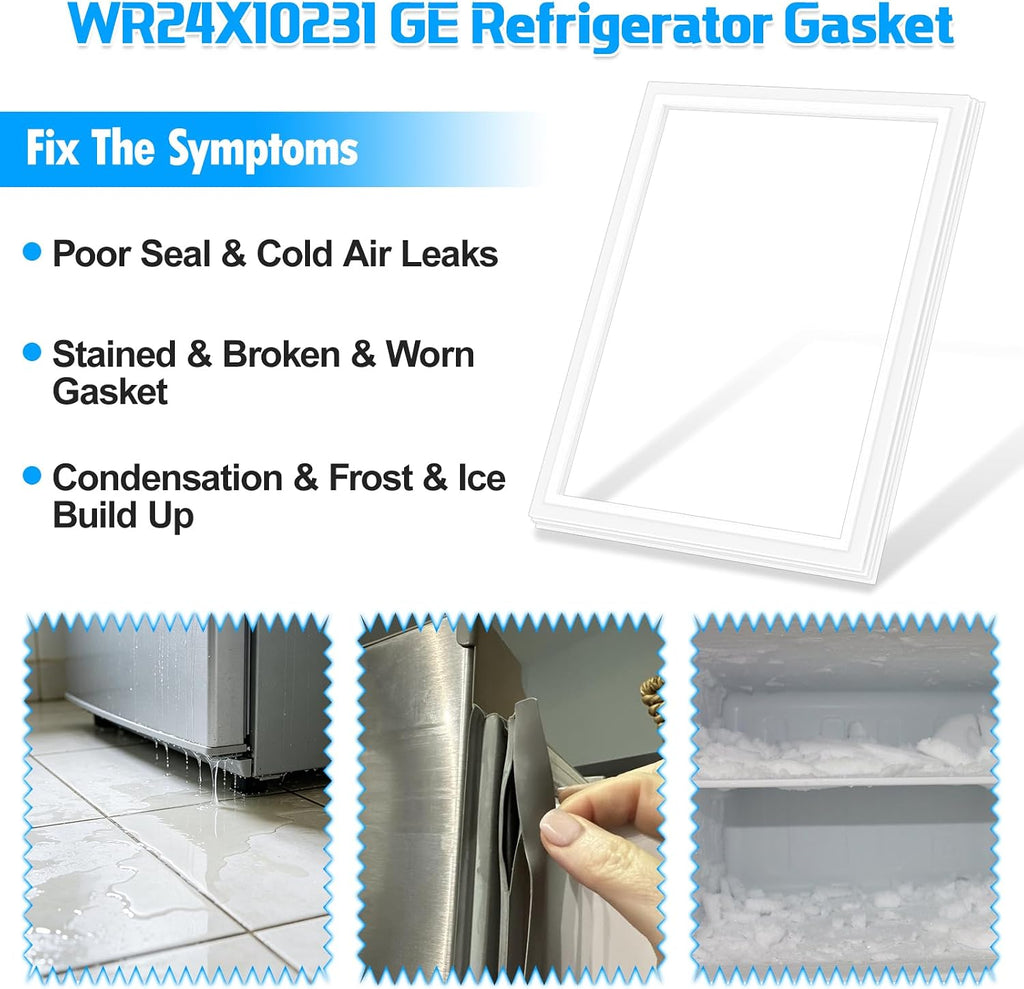Upgraded WR24X10231 Refrigerator Door Gasket Replacement Compatible with GE Refrigerator Door Seal WR24X0485 WR24X0518 WR24X10049 Fridge Door Seal Replacement Kenmore Refrigerator French Door Gasket
