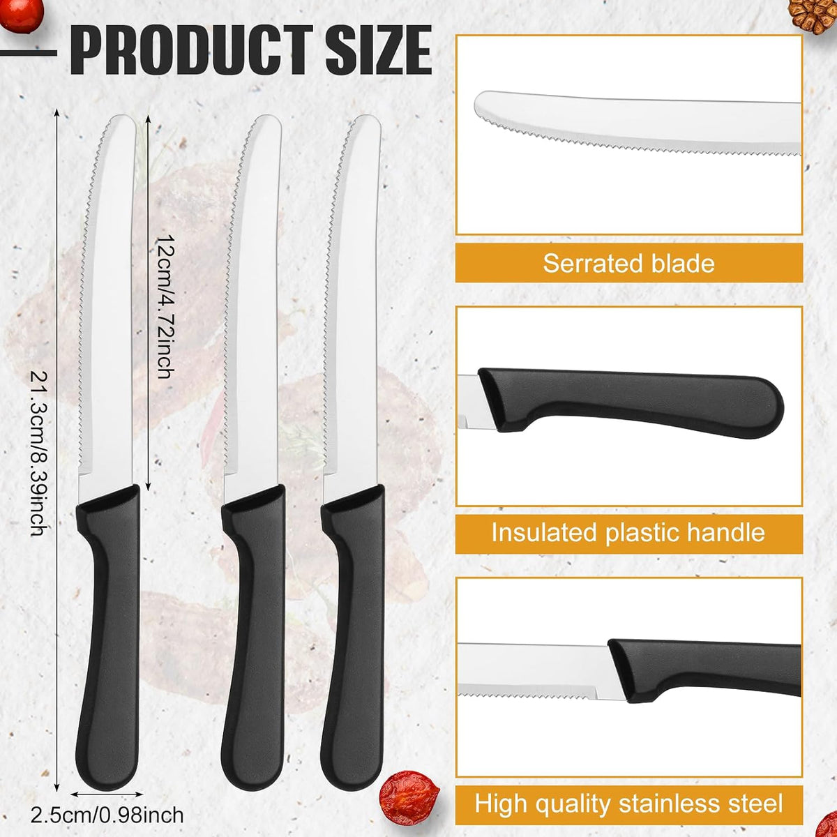 150 Pcs 8.39 Inch Steak Knife Sets Stainless Steel Serrated Edge