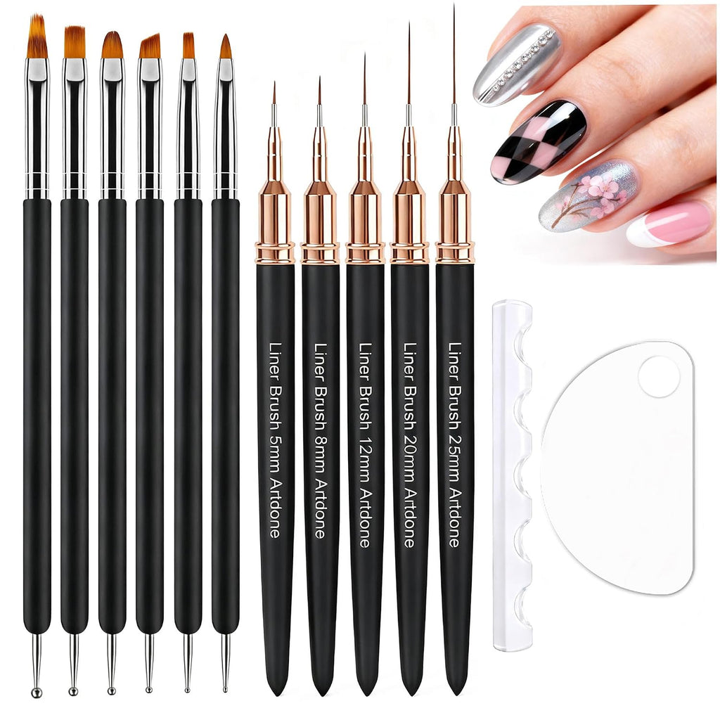 Nail Art Brushes and Dotting Tools Kit for Gel Polish Liner Drawing
