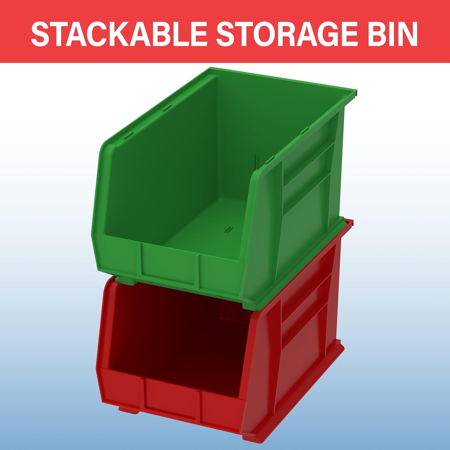 30260 AkroBins Plastic Storage Bins, 18"x11"x10", Blue, 6-Pack | Space-Saving Stackable Bins for Garage, Pantry