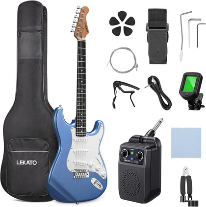 Beginner Electric Guitar Kit 39 Inch Full Size Solid Body Guitar SSS for Starter Roasted Maple Neck Stainless Steel