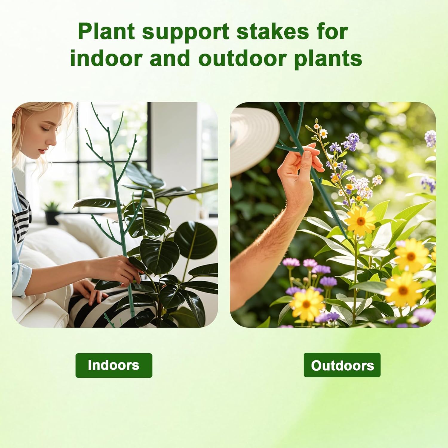 15 Pack Stackable Plant Support Stakes, Garden Trellis for Climbing Plants Indoor and Outdoor Use, Plant Accessories