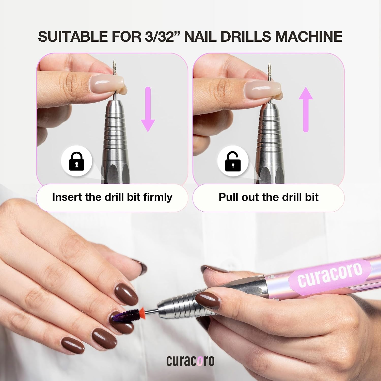 Under Nail Cleaner 3/32'' Safety Carbide Bit (Coarse) | Professional Design to Remove Dirt, Debris, Dead Skin for