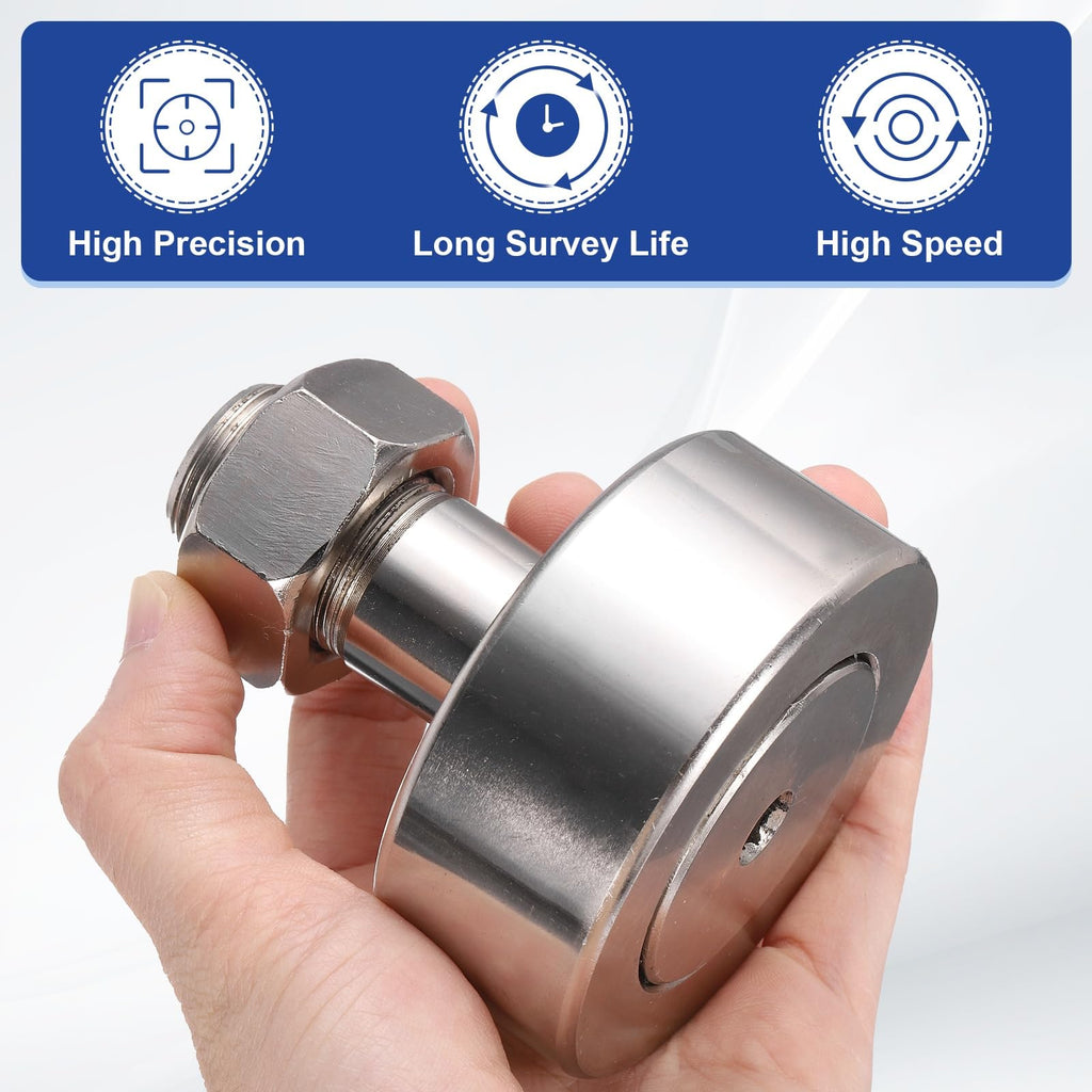 uxcell Cam Follower Track Runner Bearings CF24-1/KRV72 X Needle Roller Stud Track Bearing, 72mm Roller Diameter, M24 Stud Type for Machine Tool Guide Rail (Hexagon Socket)