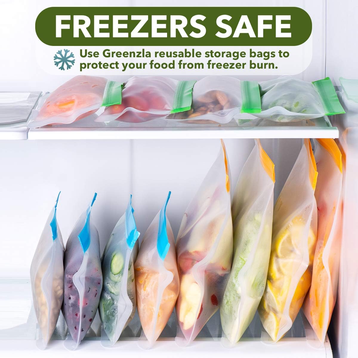 12 Pack Reusable Food Storage Bags | BPA-Free | Leakproof