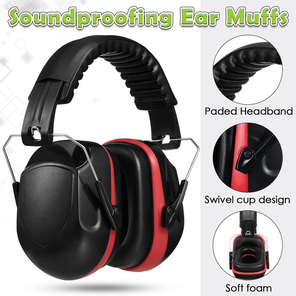 9 Pcs Ear Protection Earmuffs NRR 28dB,Red