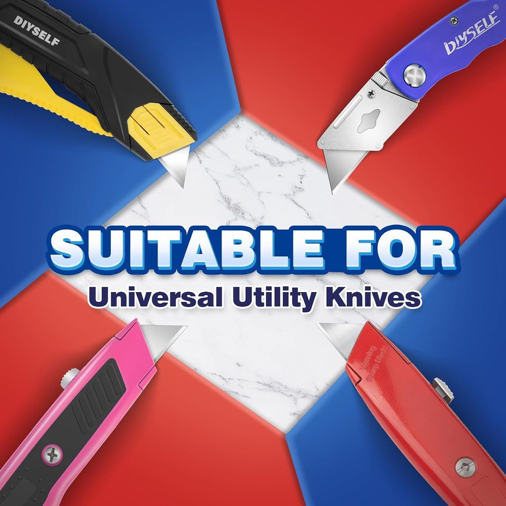100 Pack Box Cutter Blades, SK2 Steel Utility Knife Blade Refills