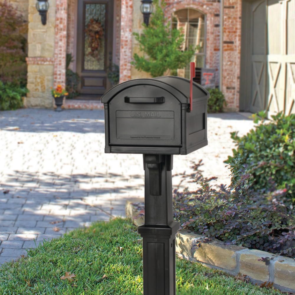 Grand Haven Plastic Mailbox Post, Compatibility Code A, B, C, D, GHP00BAM, Black | Heavy-duty post with