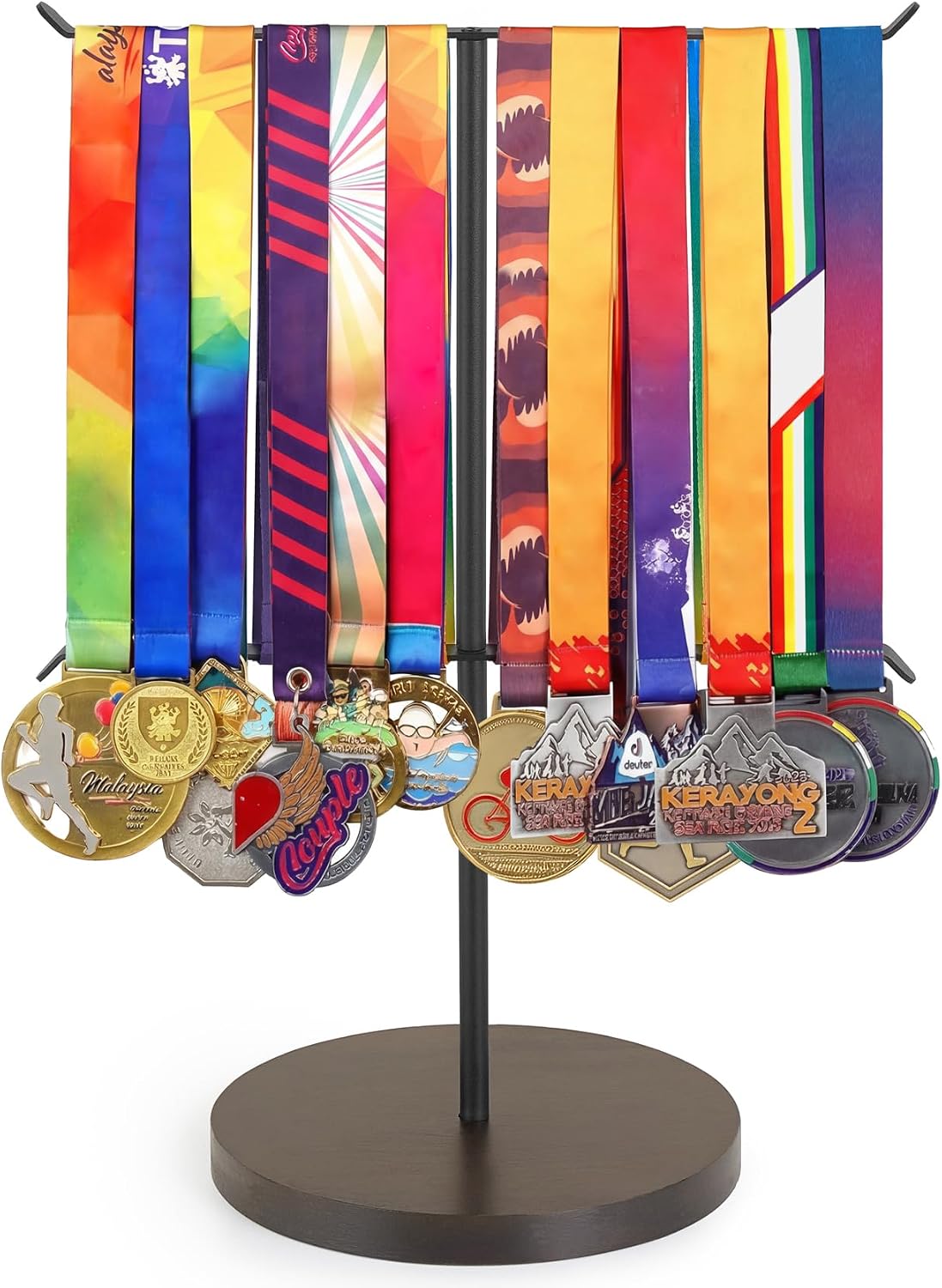 Medal Hanger Display Metal Medal Holder, 12x16 Inches, Black & Walnut | Race Award Medals Display Stand, Running