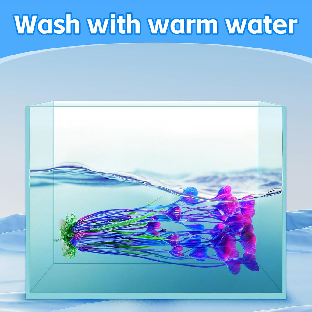 Artificial Fish Tank Plants, Plastic Aquarium Accessories Large, 15.5 inch Purple Decorations, 2pcs