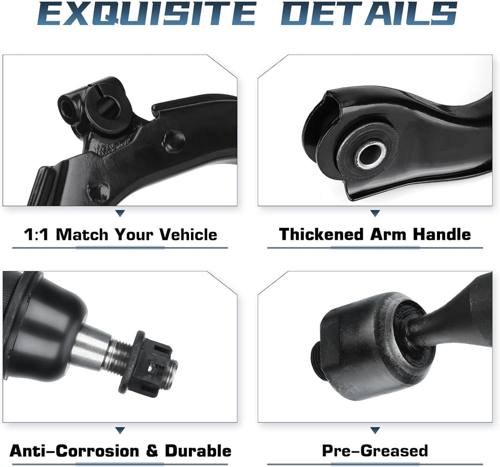 Front Upper Control Arms Assembly Passenger Driver Side with Upper Lower Ball Joint Suspension Kit for Buick Rainier 2004-2007 for Chevrolet SSR Trailblazer EXT for GMC Envoy XL XUV for Isuzu Ascender