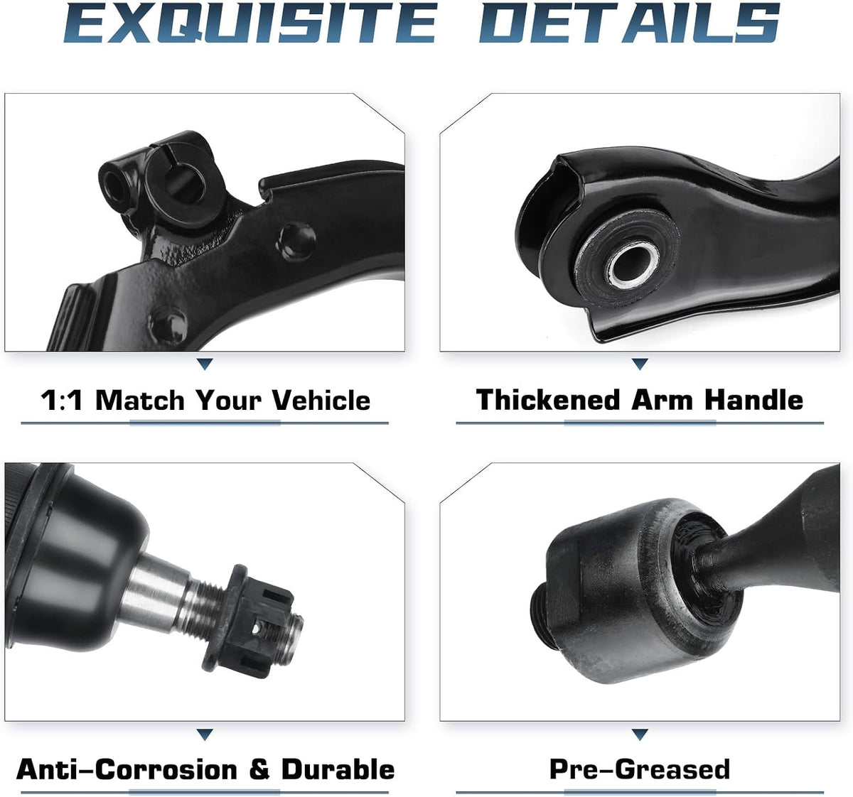 Front Upper Control Arms Assembly Passenger Driver Side with Upper Lower Ball Joint Suspension Kit for Buick Rainier 2004-2007 for Chevrolet SSR Trailblazer EXT for GMC Envoy XL XUV for Isuzu Ascender