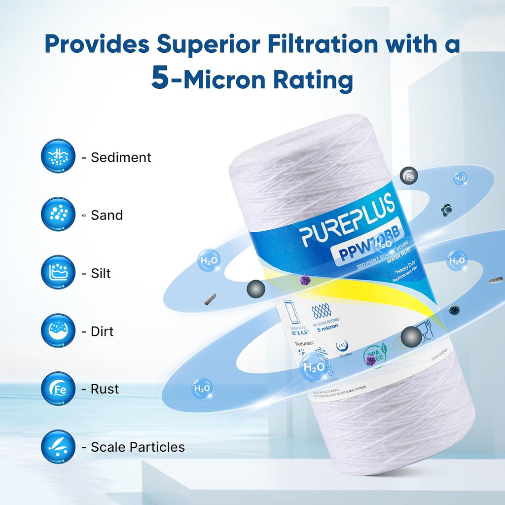 5 Micron 10 x 4.5 Whole House Water Filter for Well Water 2 Pack