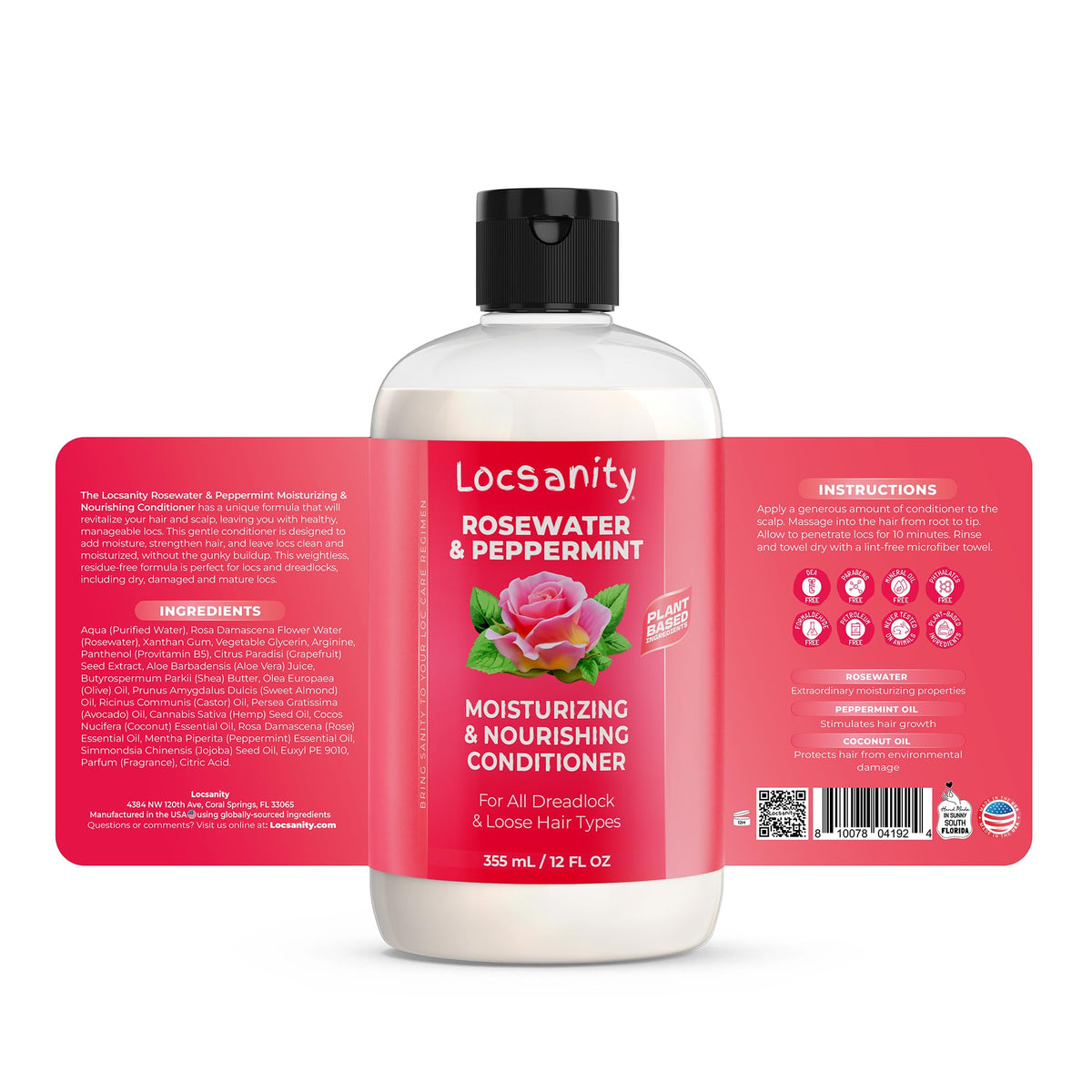 Locs Fine Mist Bundle - Locsanity Rosewater Peppermint Daily Moisturizer Spray, Shampoo, Conditioner for Dreadlocks