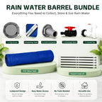 53 Gal Collapsible Rain Barrel with Spigot, Filter and Overflow Kit, Blue