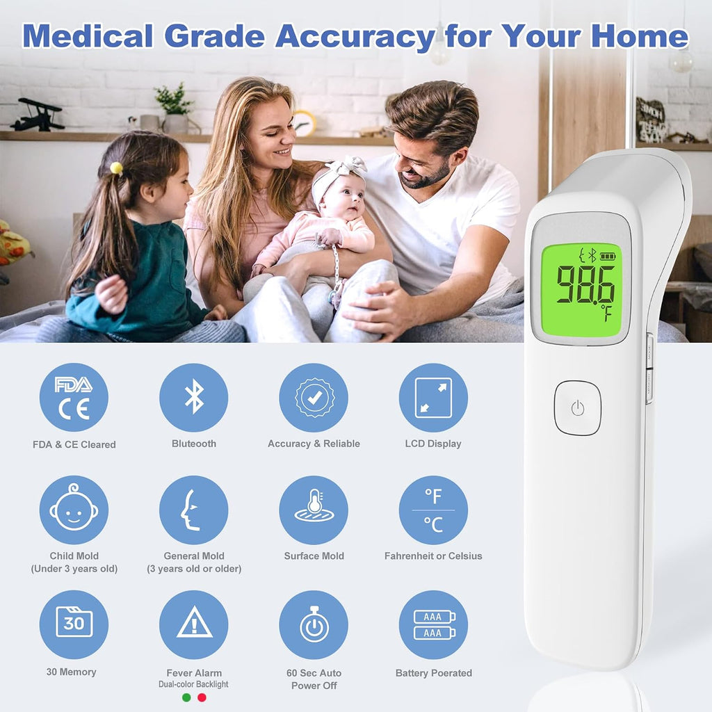 Uright Wireless Forehead Thermometer, Non-Contact Digital Thermometer for Adult, Baby and Children