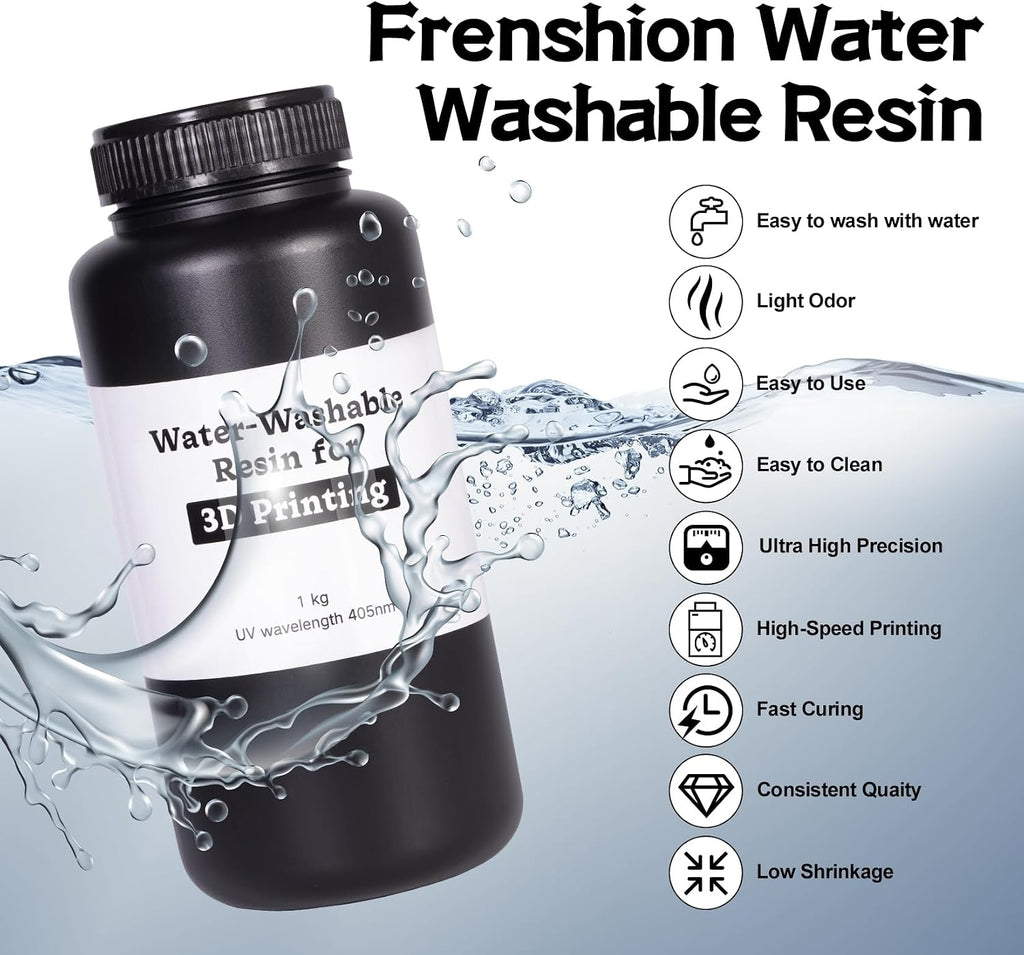 Water Washable 3D Printer Resin, 405nm High-Speed Printing Liquid Photopolymer Resin, Upgraded Formula 3D Printing