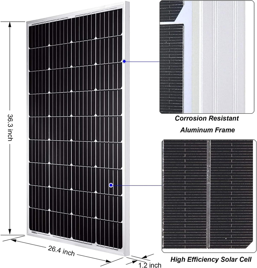 Wind Turbine Vertical Axis Generator 200W12V + 2 PCS 100W 12V Monocrystalline Solar Panel Kits Suit for RV Marine