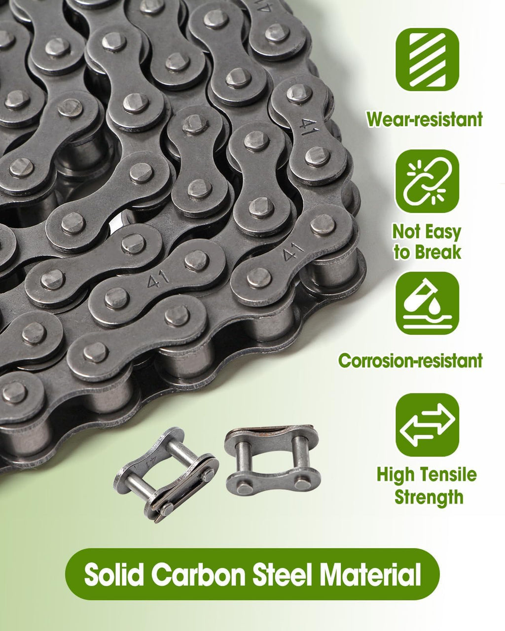 #41 20 ft Roller Chain with 2 Connecting Links and Cable for Gate Openers