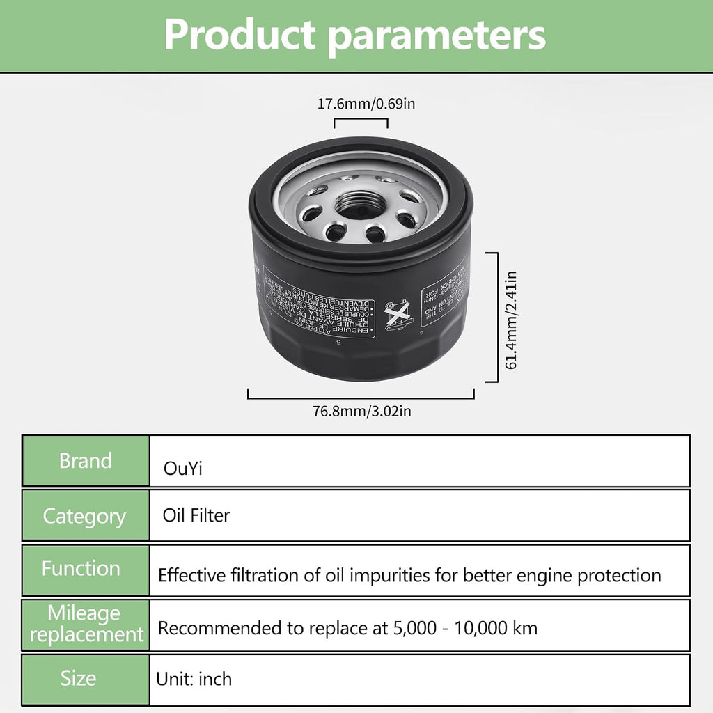 49065-0721 Oil Filter Fit for Kawasaki 49065-7007 Kohler KH-12-050-01-S KH-12-050-08 Cub Cadet CH11-CH16 CH18-CH26 CV15-CV26 22-24 HP engines,Craftsman,Toro,Troy Bilt Lawn Mower Oil Filter (1pc)