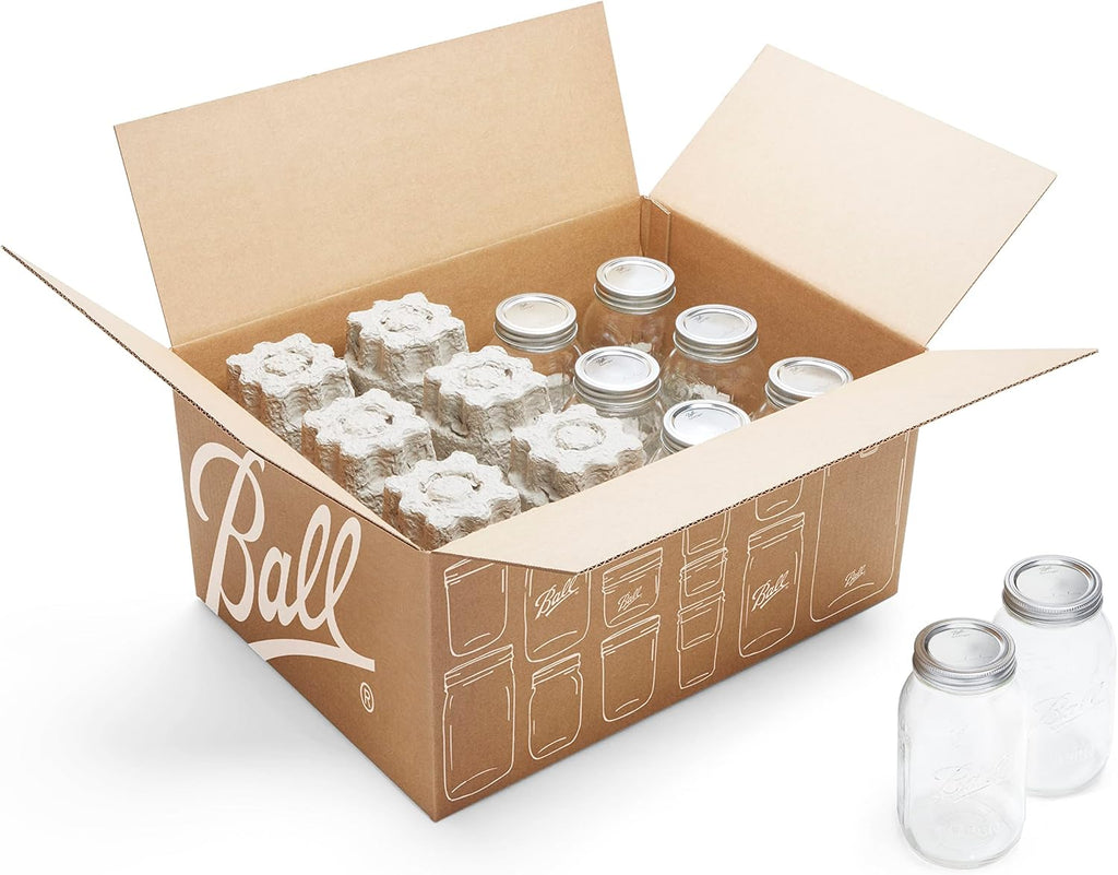 Regular Mouth Quart (32oz) Canning Jars, 12 Pack, CLear