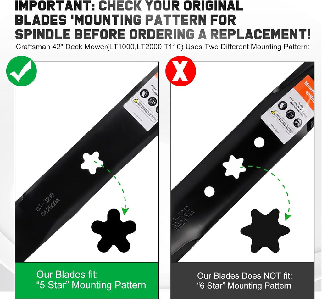 422719 134149 42 inch Deck Craftsman Mower Mulching Blades Kit | Fit OEM 532134149 424752 Replacement,Craftsman