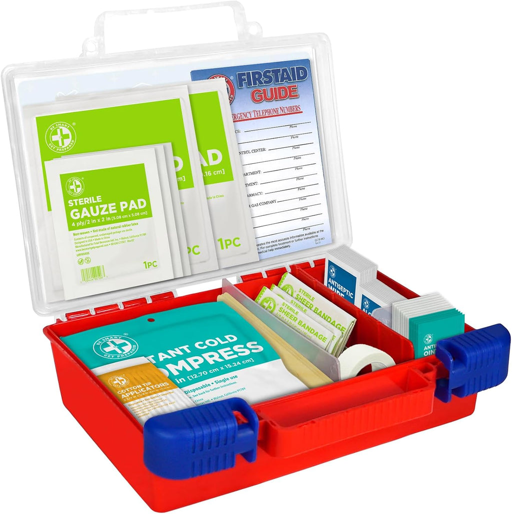 180 Piece First Aid Kit: Clean, Treat, Protect Minor Cuts, Scrapes. Home, Office, Car, School, Business, Travel