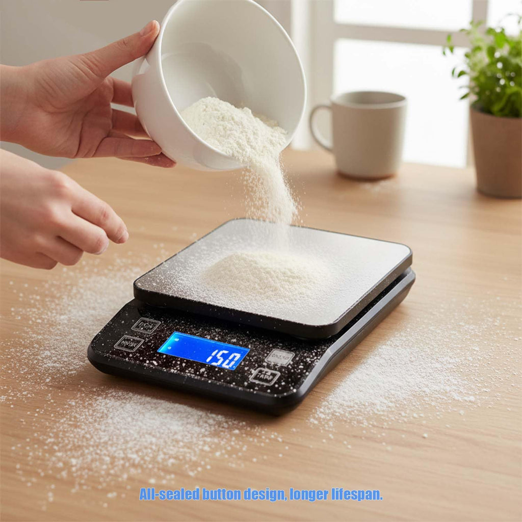 Waterproof Digital Kitchen Scale 0.1g/0.001oz Precision, Stainless Steel Electronic Scale with 3 Power Options
