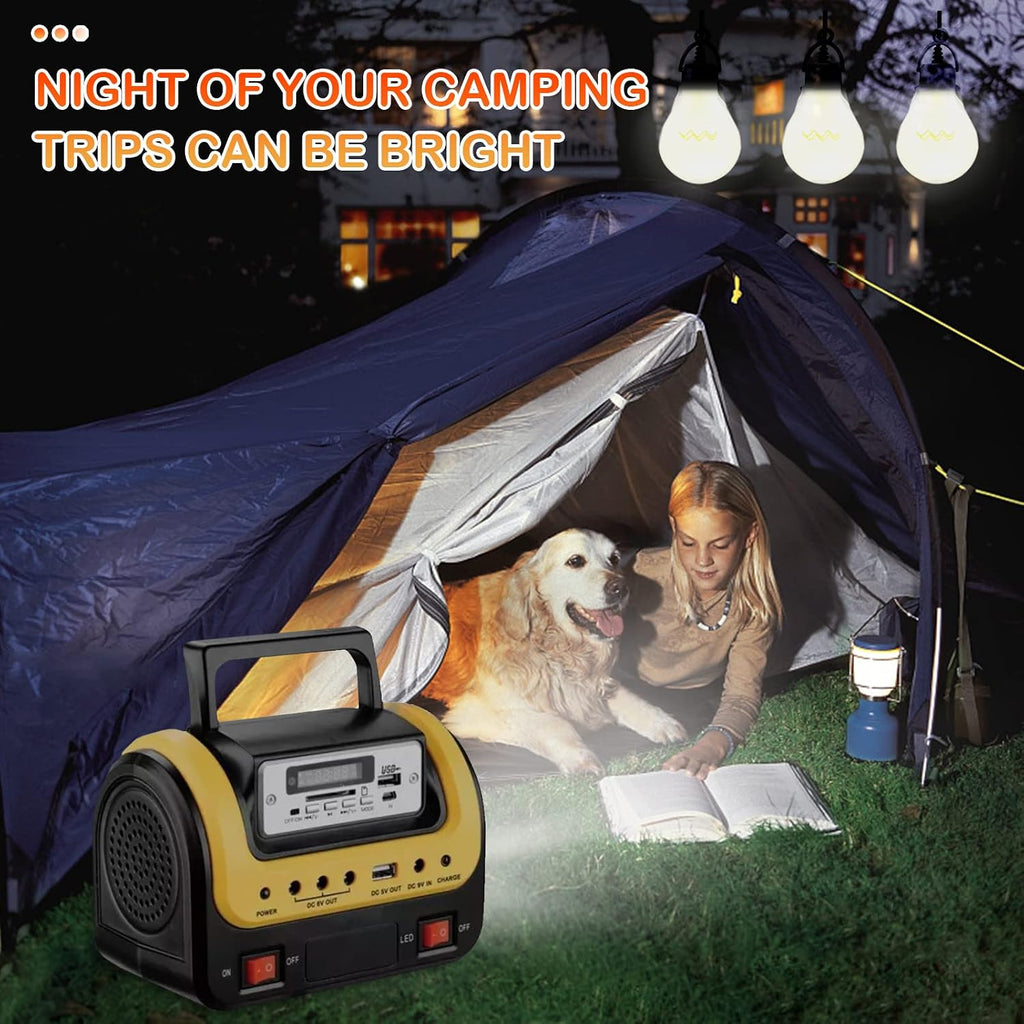 Portable Solar Generator with Panel,Small Power Station for Camping | Compact solar power station with LED lights and