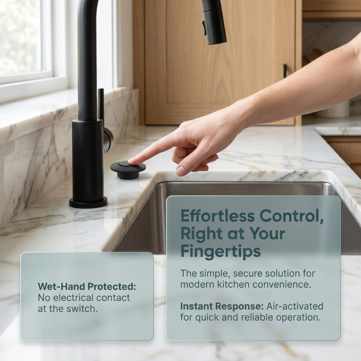 Garbage Disposal Sink Mounted Air Switch Button for Kitchen Counter