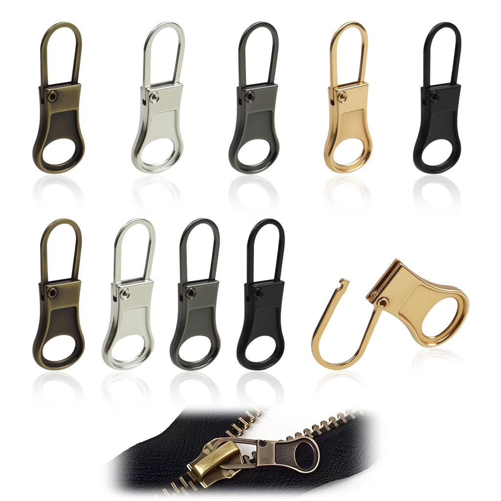 10 Pcs Zipper Pull Replacement, Metal Zipper Pull Tabs