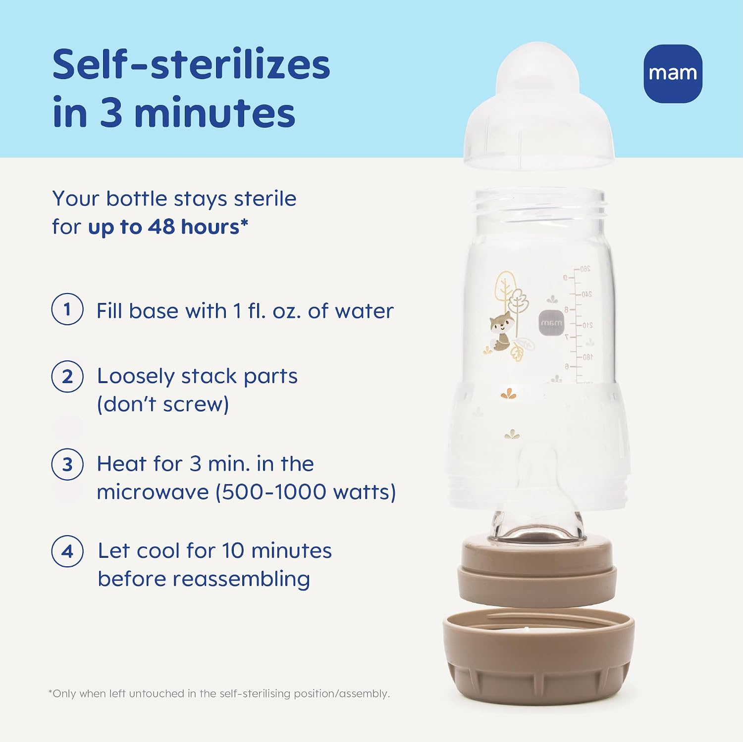 Easy Start Anti-Colic Baby Bottle Starter Set – 4 Self Sterilizing Bottles (5oz & 9oz) + 2 Newborn Pacifiers