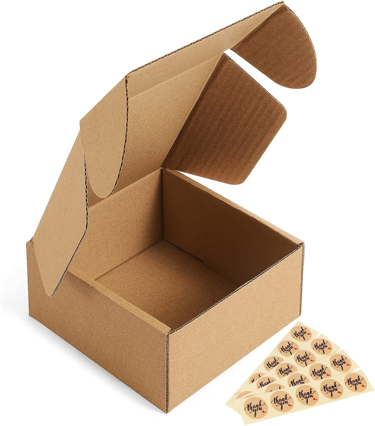 Small Shipping Boxes 4x4x2 Inches - 50 Pack Brown Corrugated Cardboard boxes for Packaging Small Business, Mailer Box