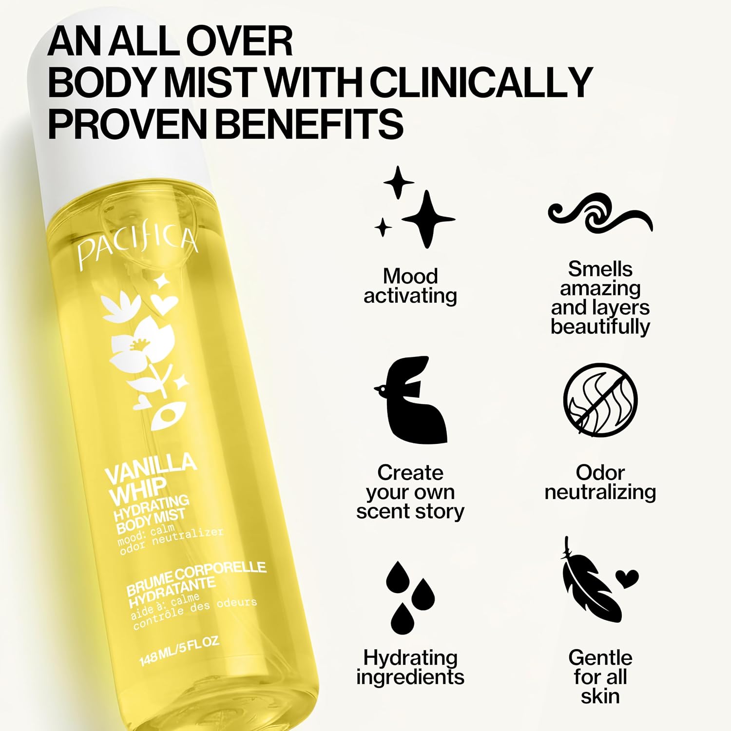 Vanilla Whip Body Mist for Women; Sweet Gourmand Hair and Body Fragrance Spray | Warm Sugar Almond Scent, Odor