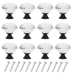 6 Pack Drawer Knobs Diamond Shaped Crystal Glass 30mm Cabinet Knobs Pull Handles (30 mm, 6 Pack, Black)
