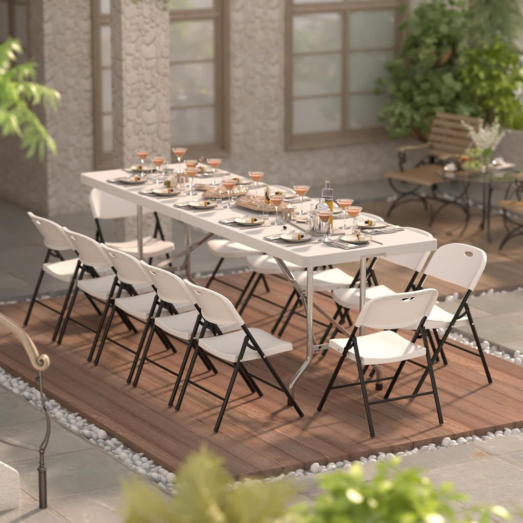 350 Weight Limit Heavy Duty Plastic Folding Chair with Reinfoced Steel Frame for Indoor and Outdoor, Wedding, Party
